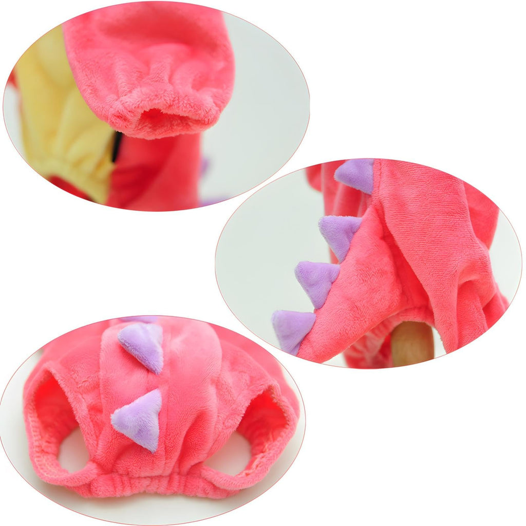 NACOCO Dog Dinosaur Costume - Pink 3XL for Large Dogs, Soft Pet Halloween Outfit