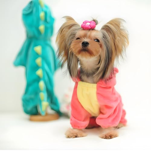 NACOCO Dog Dinosaur Costume - Pink 3XL for Large Dogs, Soft Pet Halloween Outfit
