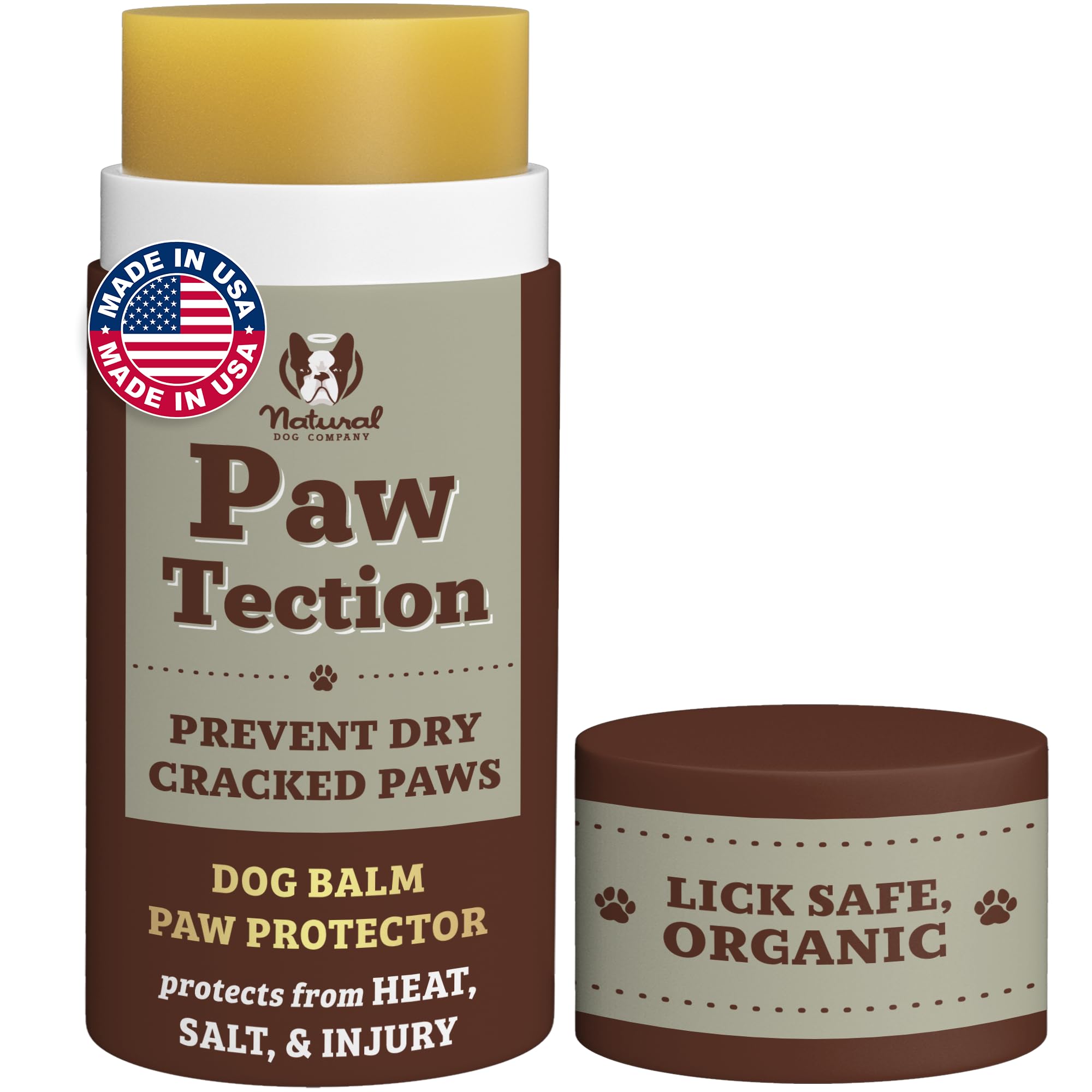 Natural Dog Company PawTection Dog Paw Wax – Protective Barrier for Hot Pavement, Sand & Trails, 2 oz Stick, Non-Toxic & Lick Safe