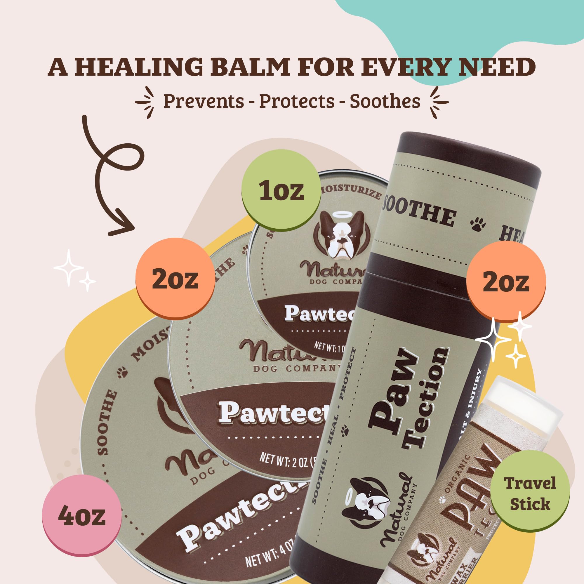 Natural Dog Company PawTection Dog Paw Wax – Protective Barrier for Hot Pavement, Sand & Trails, 2 oz Stick, Non-Toxic & Lick Safe