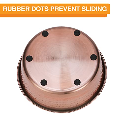 Neater Pet Brands Hammered Copper Large Dog Bowl – Stainless Steel, Non-Skid, 64 oz