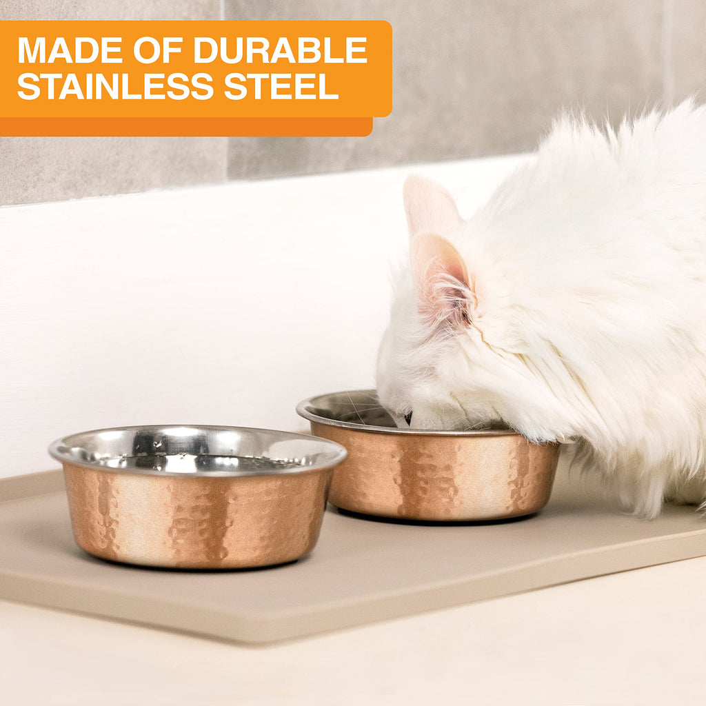 Neater Pet Brands Hammered Copper Large Dog Bowl – Stainless Steel, Non-Skid, 64 oz