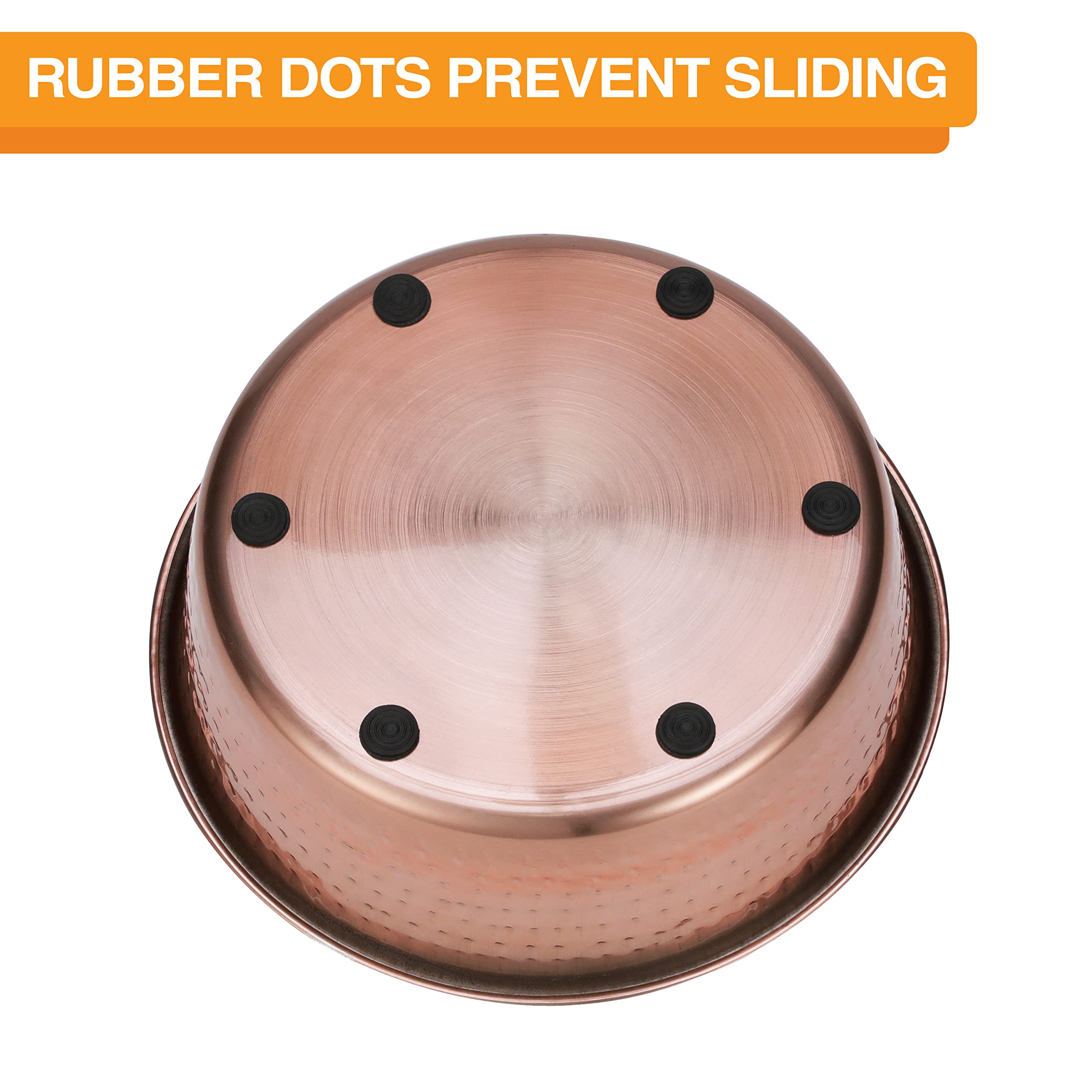 Neater Pet Brands Hammered Copper Large Dog Bowl – Stainless Steel, Non-Skid, 64 oz