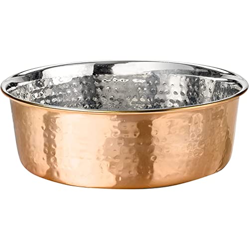Neater Pet Brands Hammered Copper Large Dog Bowl – Stainless Steel, Non-Skid, 64 oz