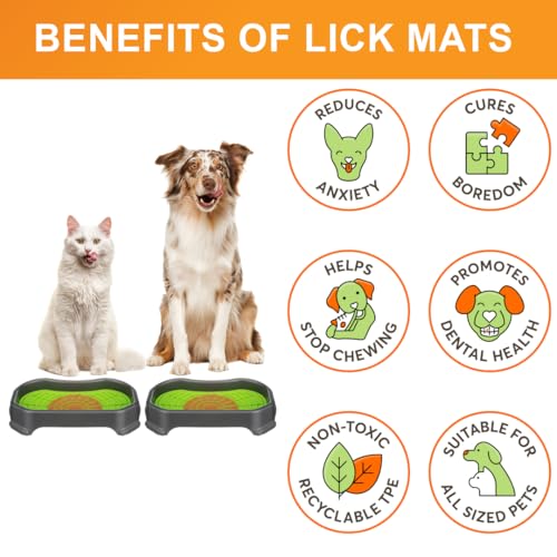 Neater Pets Neat-LIK Dog Lick Mat with Mess-Proof Tray - Green/Gunmetal - Slow Feeder & Anxiety Relief