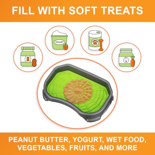 Neater Pets Neat-LIK Dog Lick Mat with Mess-Proof Tray - Green/Gunmetal - Slow Feeder & Anxiety Relief