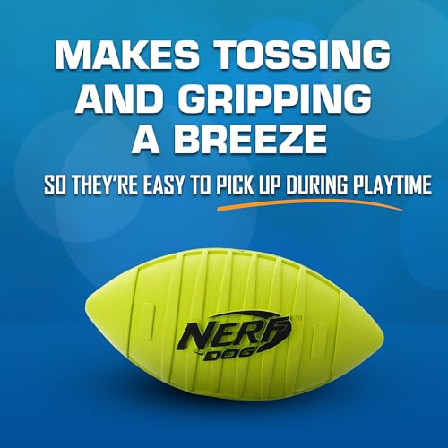 Nerf Dog Blitz Squeak Football 7-Inch Green – Outdoor Fetch Toy for Medium & Large Dogs