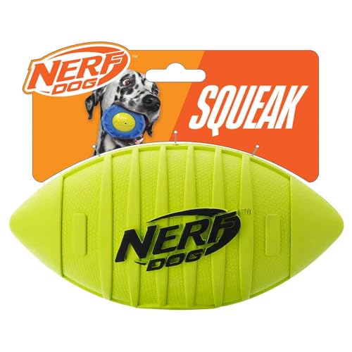 Nerf Dog Blitz Squeak Football 7-Inch Green – Outdoor Fetch Toy for Medium & Large Dogs