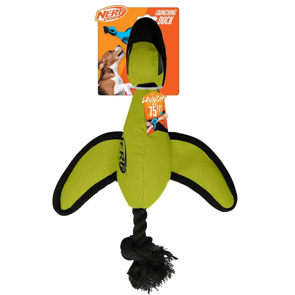 Nerf Dog Trackshot Launching Duck Dog Toy – 16.5-Inch Fetch Toy for Medium & Large Breeds, Green