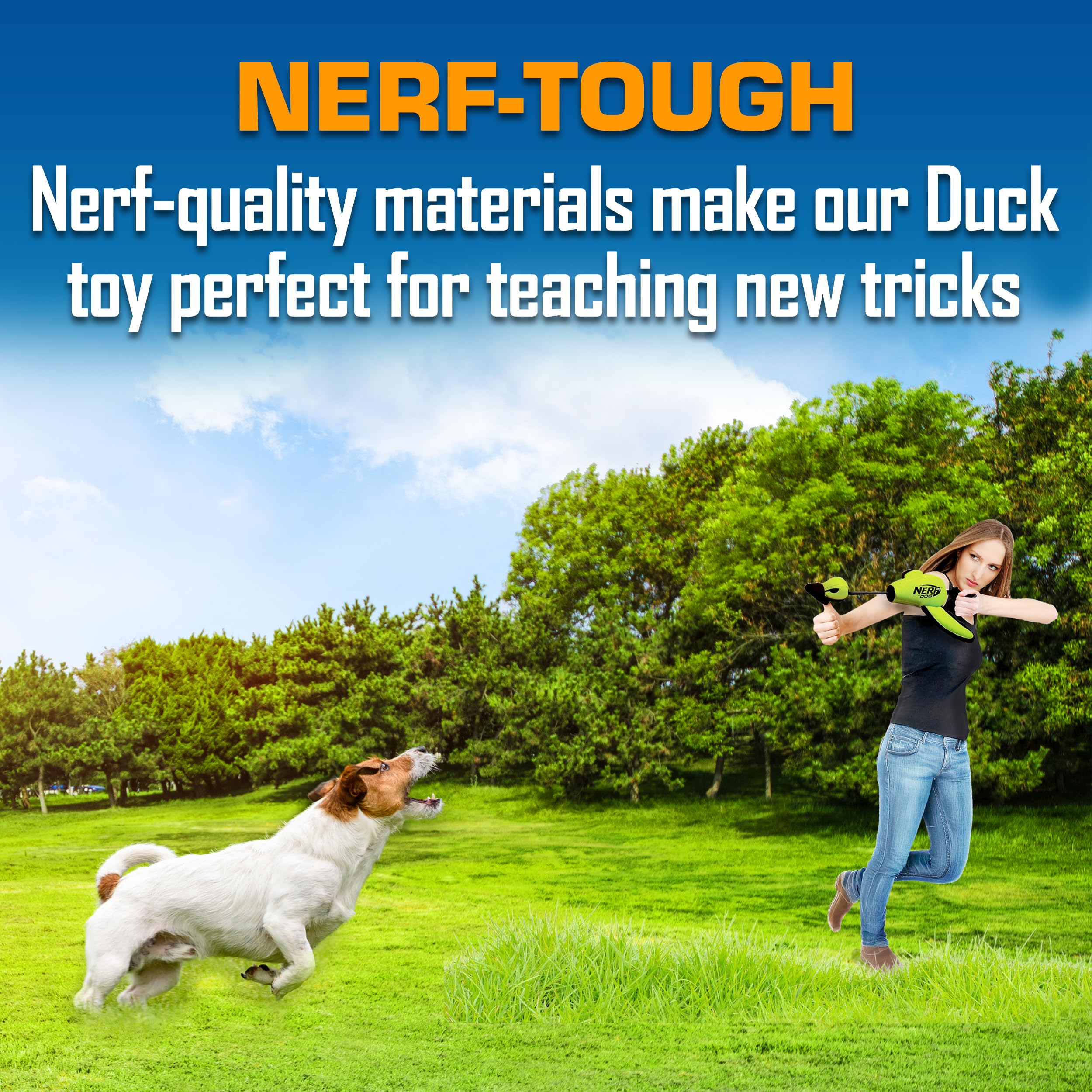 Nerf Dog Trackshot Launching Duck Dog Toy – 16.5-Inch Fetch Toy for Medium & Large Breeds, Green