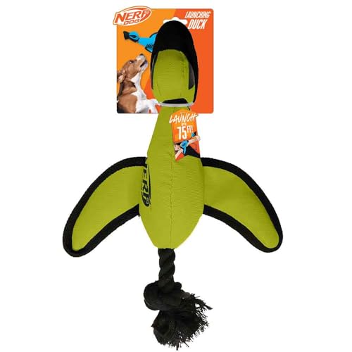 Nerf Dog Trackshot Launching Duck Dog Toy – 16.5-Inch Fetch Toy for Medium & Large Breeds, Green