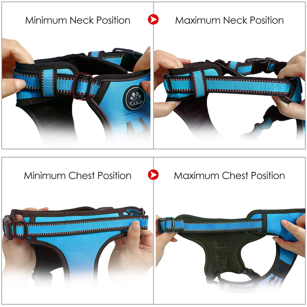 NESTROAD Adjustable No Pull Dog Harness - Medium Blue Oxford Vest with Leash, Reflective Strip, and Handle