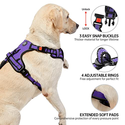 NESTROAD Small Dog Harness No Pull - Purple Vest with Leash and Reflective Strips
