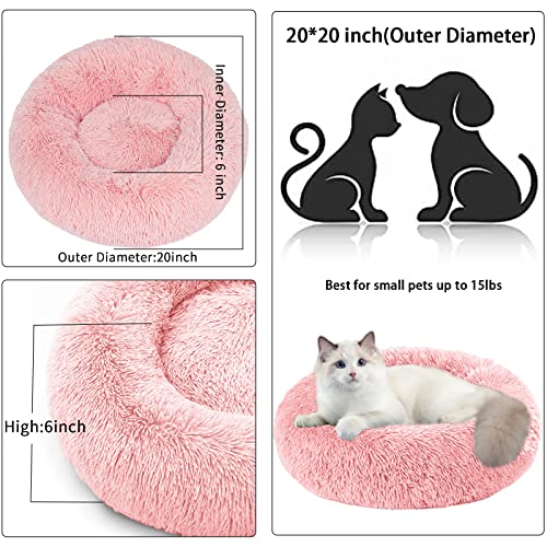 Nisrada 20-Inch Donut Pet Bed for Cats and Small Dogs – Washable, Anti-Slip Bottom, Plush PP Cotton Fill
