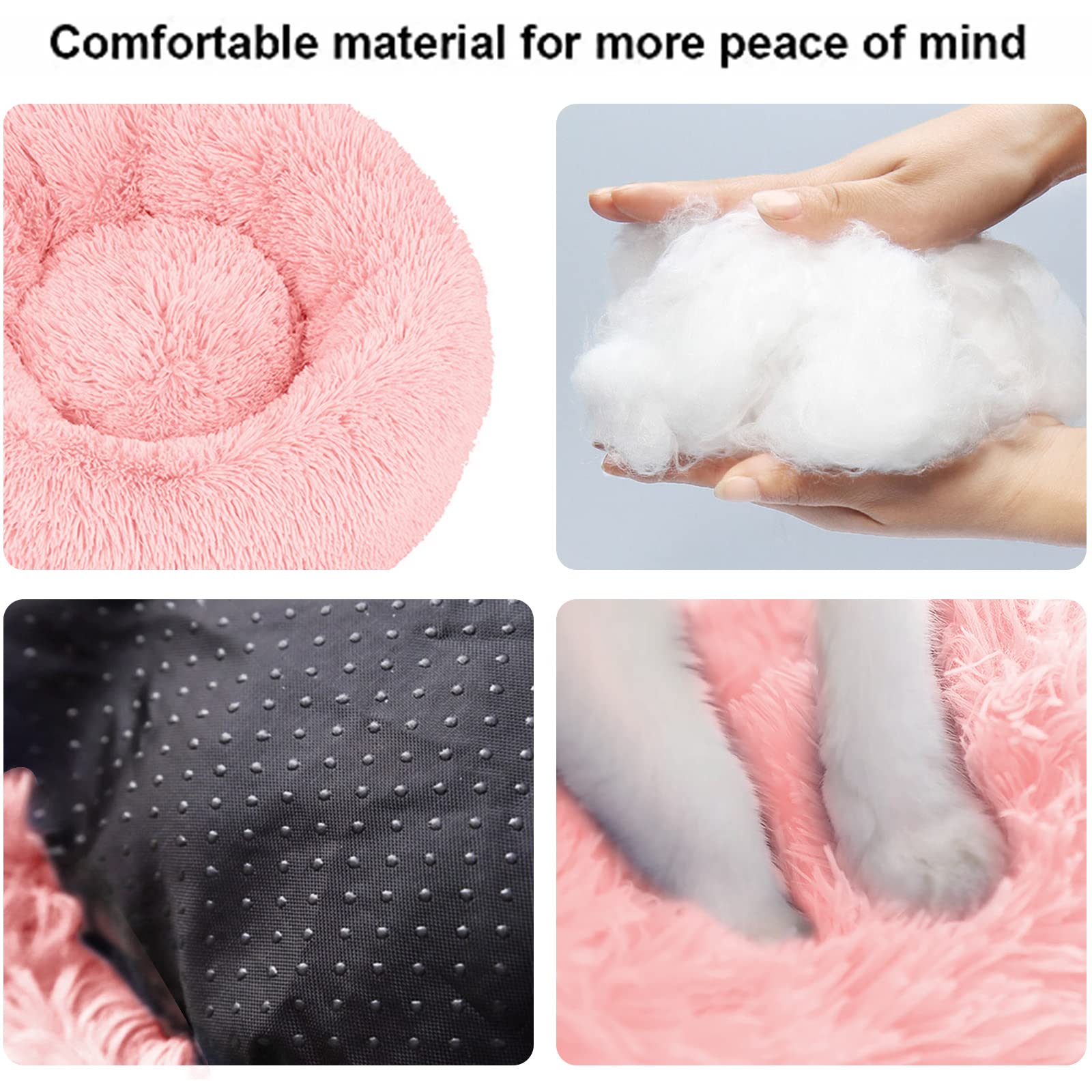 Nisrada 20-Inch Donut Pet Bed for Cats and Small Dogs – Washable, Anti-Slip Bottom, Plush PP Cotton Fill