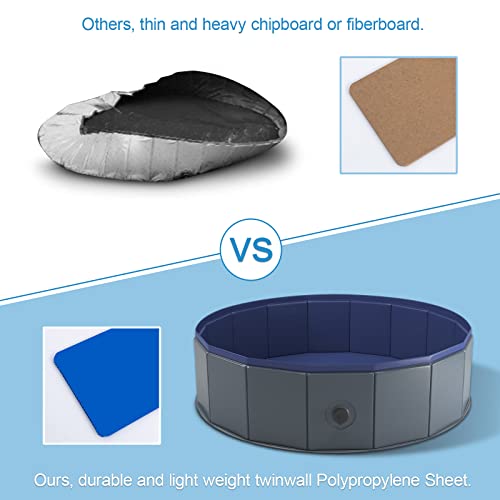 Niubya Foldable Dog Pool – 32x8 Inch Collapsible Pet Wading Pool, Portable Bath Tub for Dogs and Cats, Gray