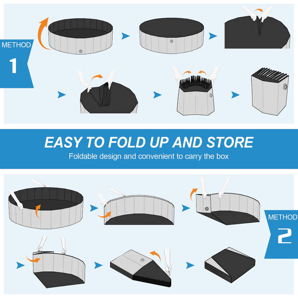 Niubya Foldable Dog Pool – 32x8 Inch Collapsible Pet Wading Pool, Portable Bath Tub for Dogs and Cats, Gray