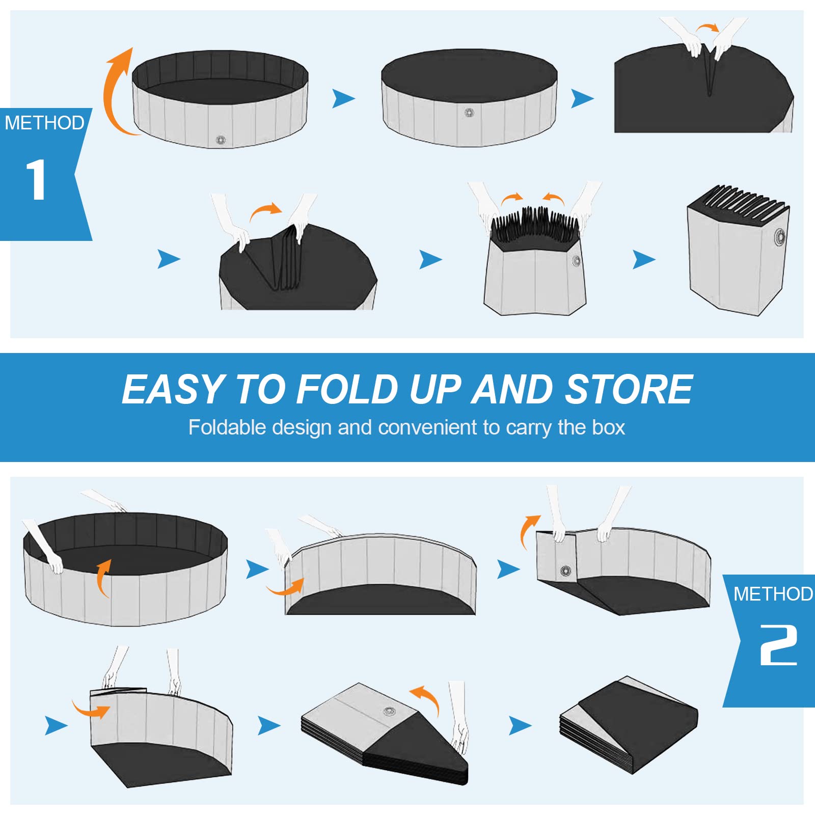Niubya Foldable Dog Pool – 32x8 Inch Collapsible Pet Wading Pool, Portable Bath Tub for Dogs and Cats, Gray
