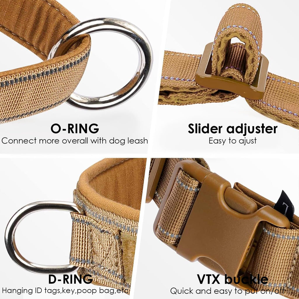 No Pull Dog Harness for Medium Large Dogs, Reflective Escape Proof Adjustable - QIFBYFB Brown Camo L