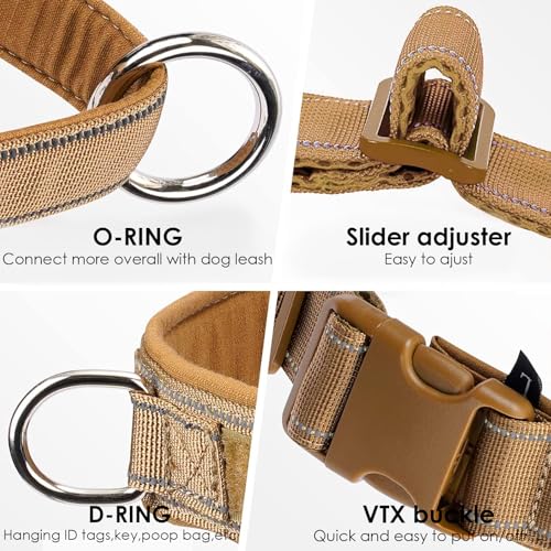 No Pull Dog Harness for Medium Large Dogs, Reflective Escape Proof Adjustable - QIFBYFB Brown Camo L