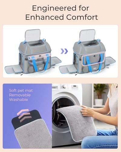 NOBLE DUCK Expandable Pet Carrier – Airline Approved Soft-Sided Carrier for Cats & Dogs Up to 25 lbs, Grey
