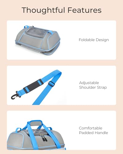 NOBLE DUCK Expandable Pet Carrier – Airline Approved Soft-Sided Carrier for Cats & Dogs Up to 25 lbs, Grey