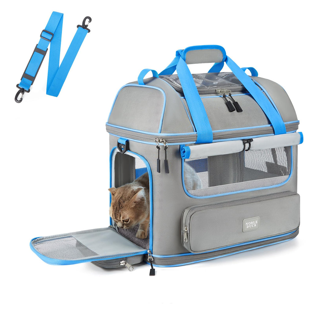 NOBLE DUCK Expandable Pet Carrier – Airline Approved Soft-Sided Carrier for Cats & Dogs Up to 25 lbs, Grey