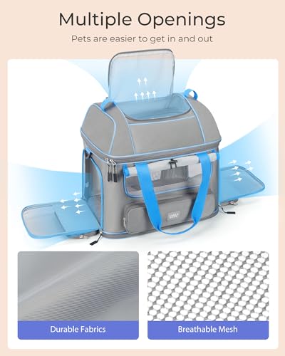 NOBLE DUCK Expandable Pet Carrier – Airline Approved Soft-Sided Carrier for Cats & Dogs Up to 25 lbs, Grey