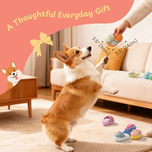 Nocciola 10 Pack Slipper Dog Toys – Squeaky Crinkle Plush Set for Small & Medium Dogs