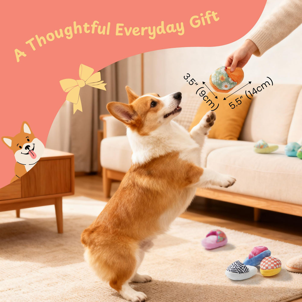 Nocciola 10 Pack Slipper Dog Toys – Squeaky Crinkle Plush Set for Small & Medium Dogs