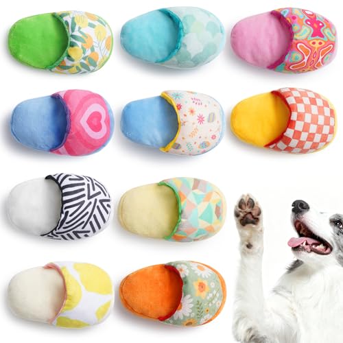 Nocciola 10 Pack Slipper Dog Toys – Squeaky Crinkle Plush Set for Small & Medium Dogs