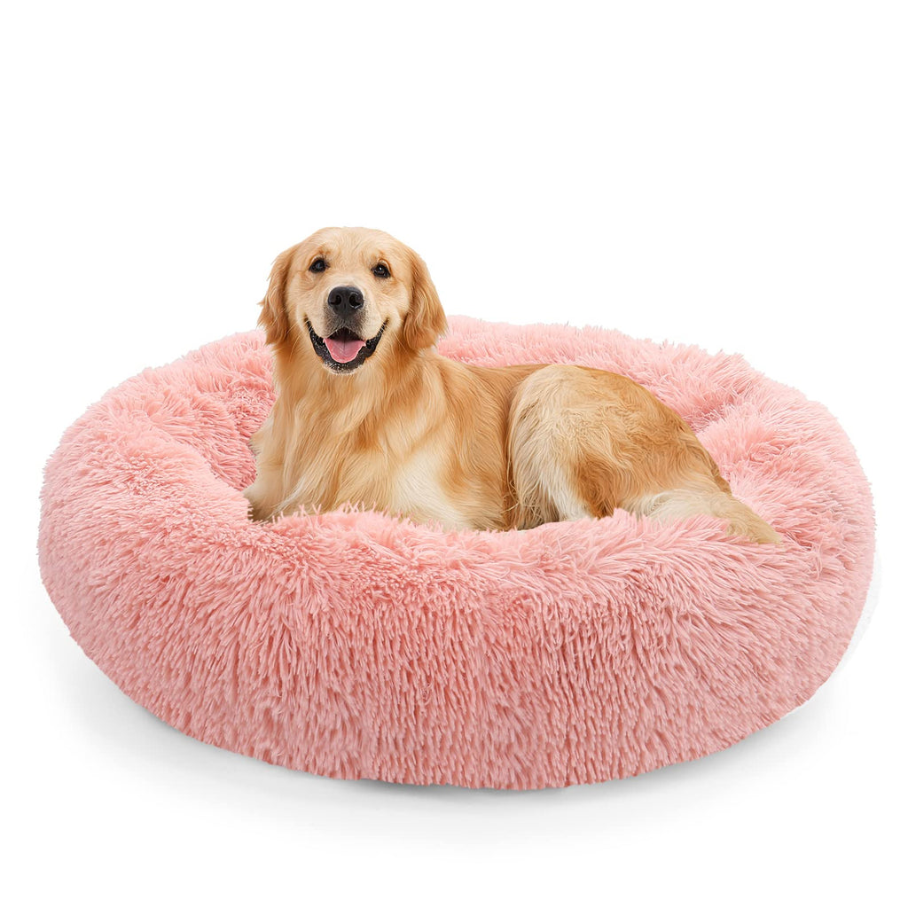 NOYAL Calming Donut Dog Bed for Small Dogs & Cats - Faux Fur, Washable Cover, Non-Slip
