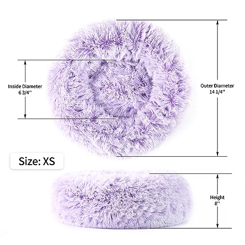 NOYAL Calming Donut Dog Bed – Plush Faux Fur, Machine Washable, Non-Slip Base