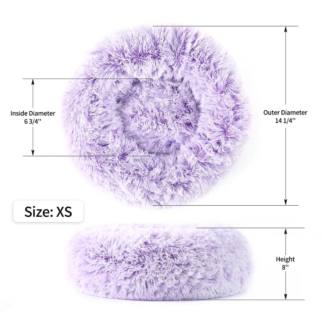 NOYAL Calming Donut Dog Bed – Plush Faux Fur, Machine Washable, Non-Slip Base