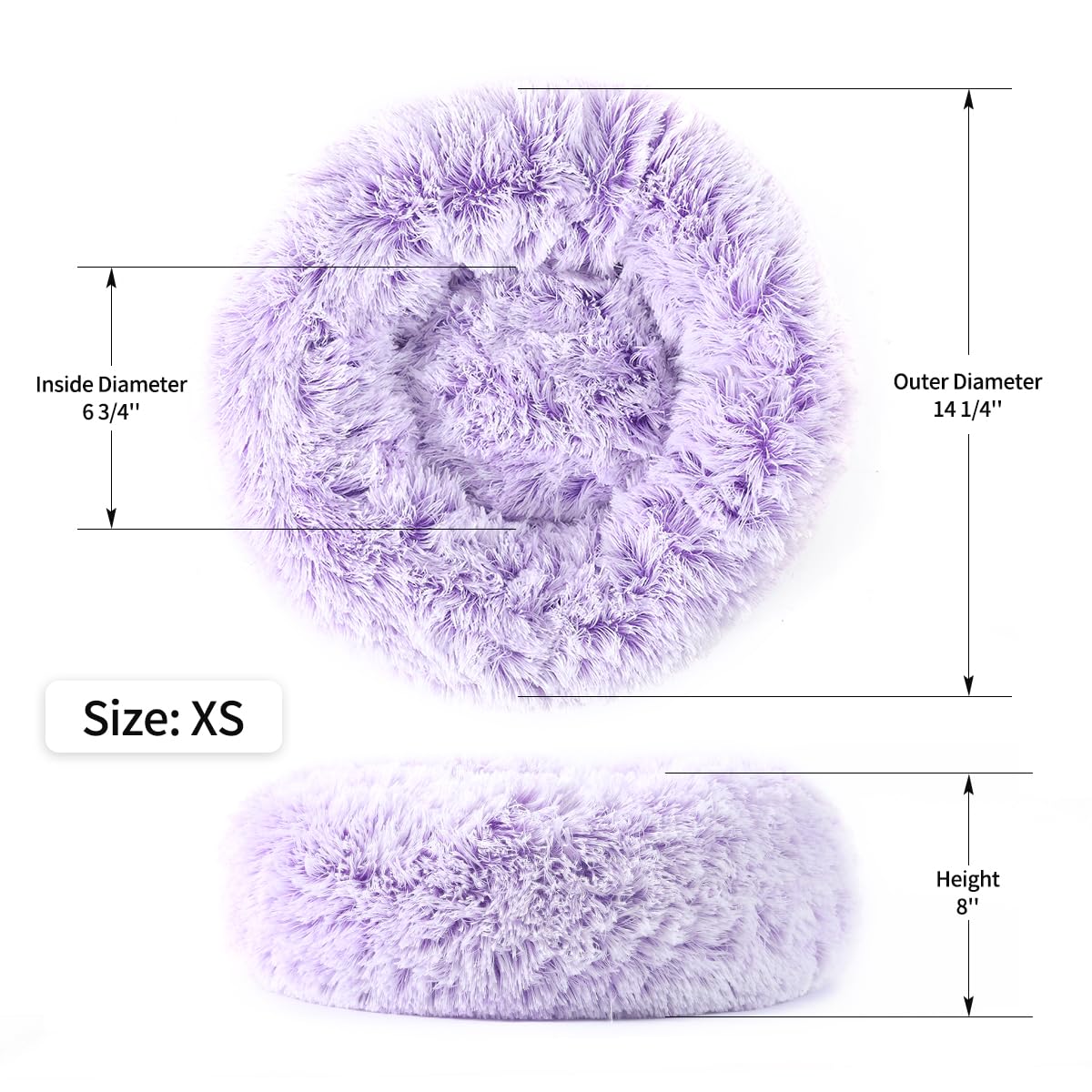 NOYAL Calming Donut Dog Bed – Plush Faux Fur, Machine Washable, Non-Slip Base