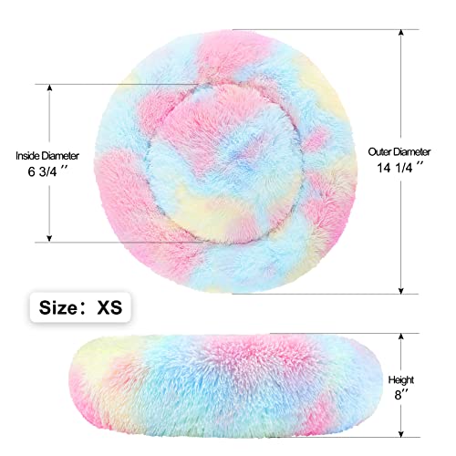 NOYAL Calming Donut Dog Bed – Plush Self-Warming Faux Fur with Non-Slip Base for Small Pets