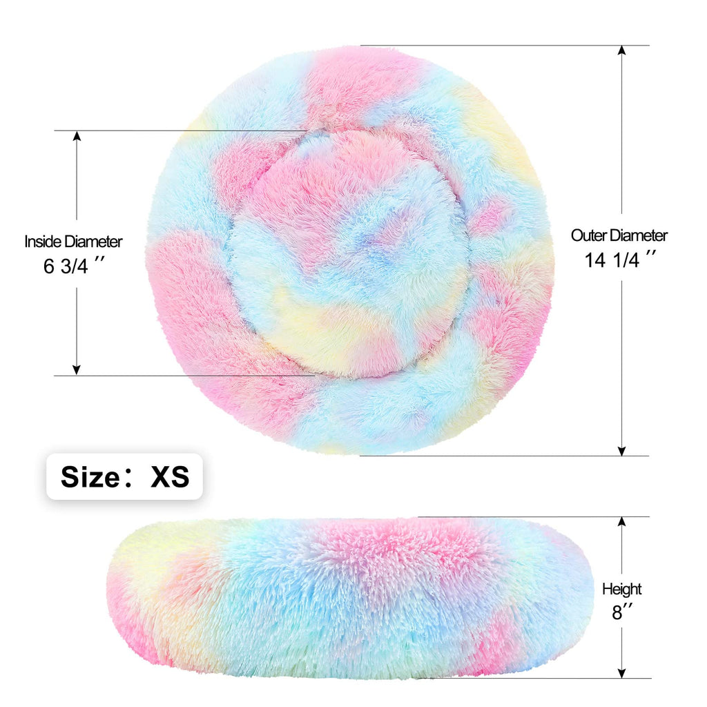 NOYAL Calming Donut Dog Bed – Plush Self-Warming Faux Fur with Non-Slip Base for Small Pets