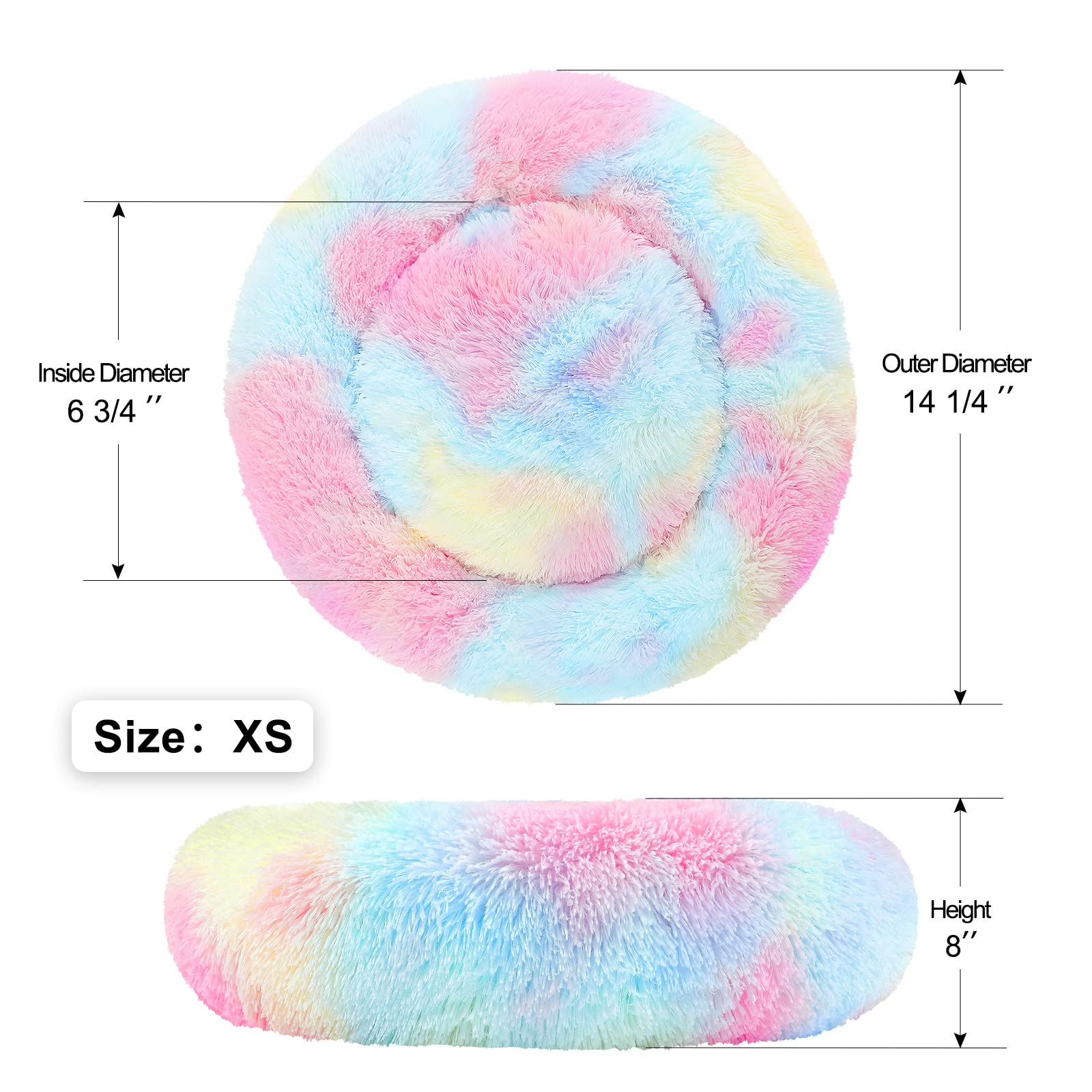 NOYAL Calming Donut Dog Bed – Plush Self-Warming Faux Fur with Non-Slip Base for Small Pets