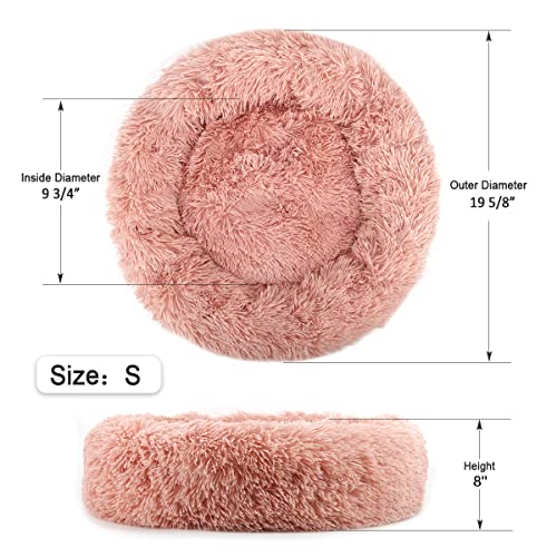 NOYAL Calming Donut Dog Bed – Small to Medium Dogs & Cats, Plush Faux Fur, Non-Slip, Machine Washable