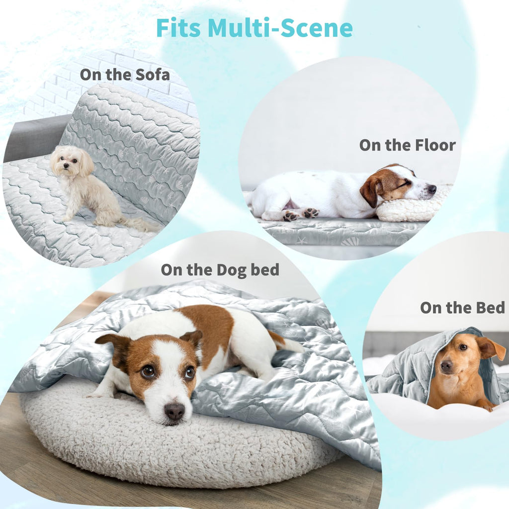 NWK Dog Cooling Blanket 30x40 Inches – Ice Silk, Q-Max>0.345, Reversible & Machine Washable (Misty Gray)