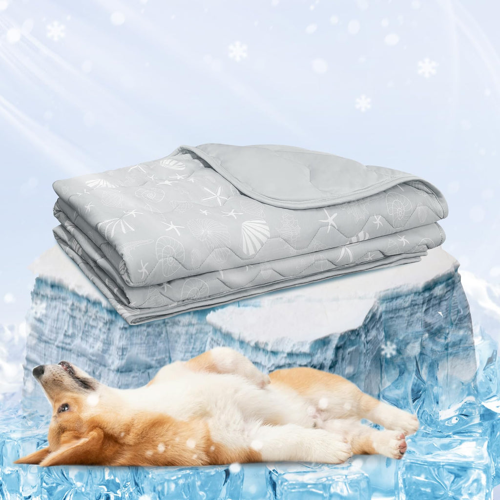NWK Dog Cooling Blanket 30x40 Inches – Ice Silk, Q-Max>0.345, Reversible & Machine Washable (Misty Gray)