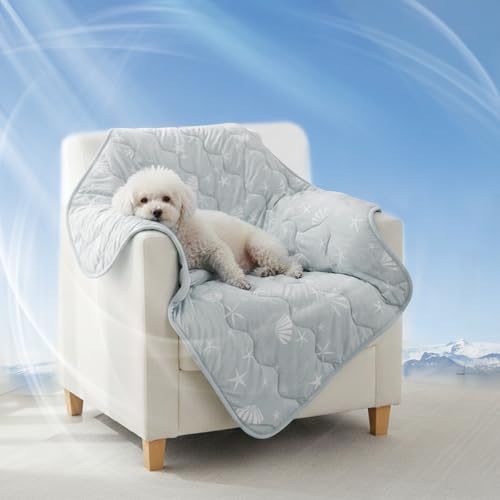 NWK Dog Cooling Blanket 30x40 Inches – Ice Silk, Q-Max>0.345, Reversible & Machine Washable (Misty Gray)