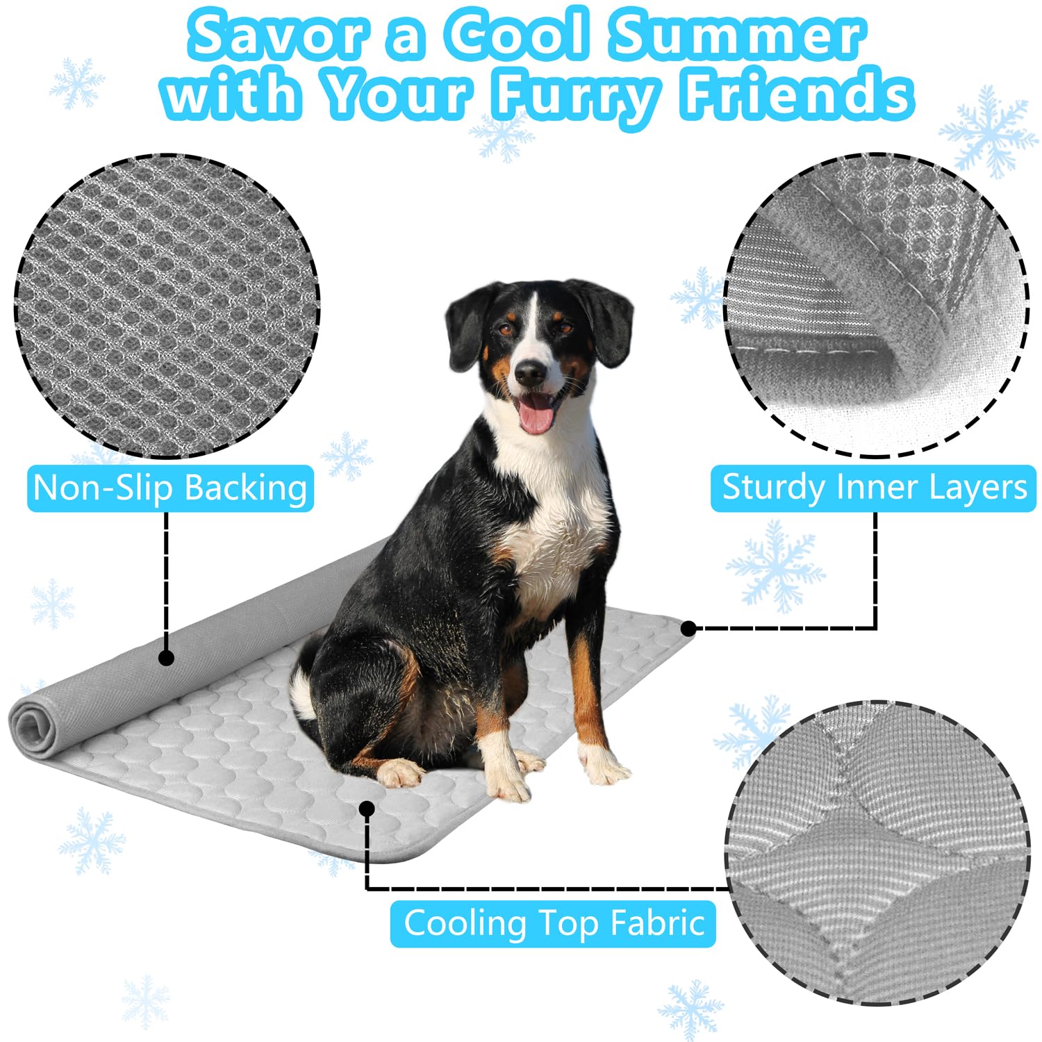 NXDZI Dog Cooling Mat 40x28 Inches - Self-Cooling Fabric, Washable, Indoor/Outdoor Use for Medium Dogs