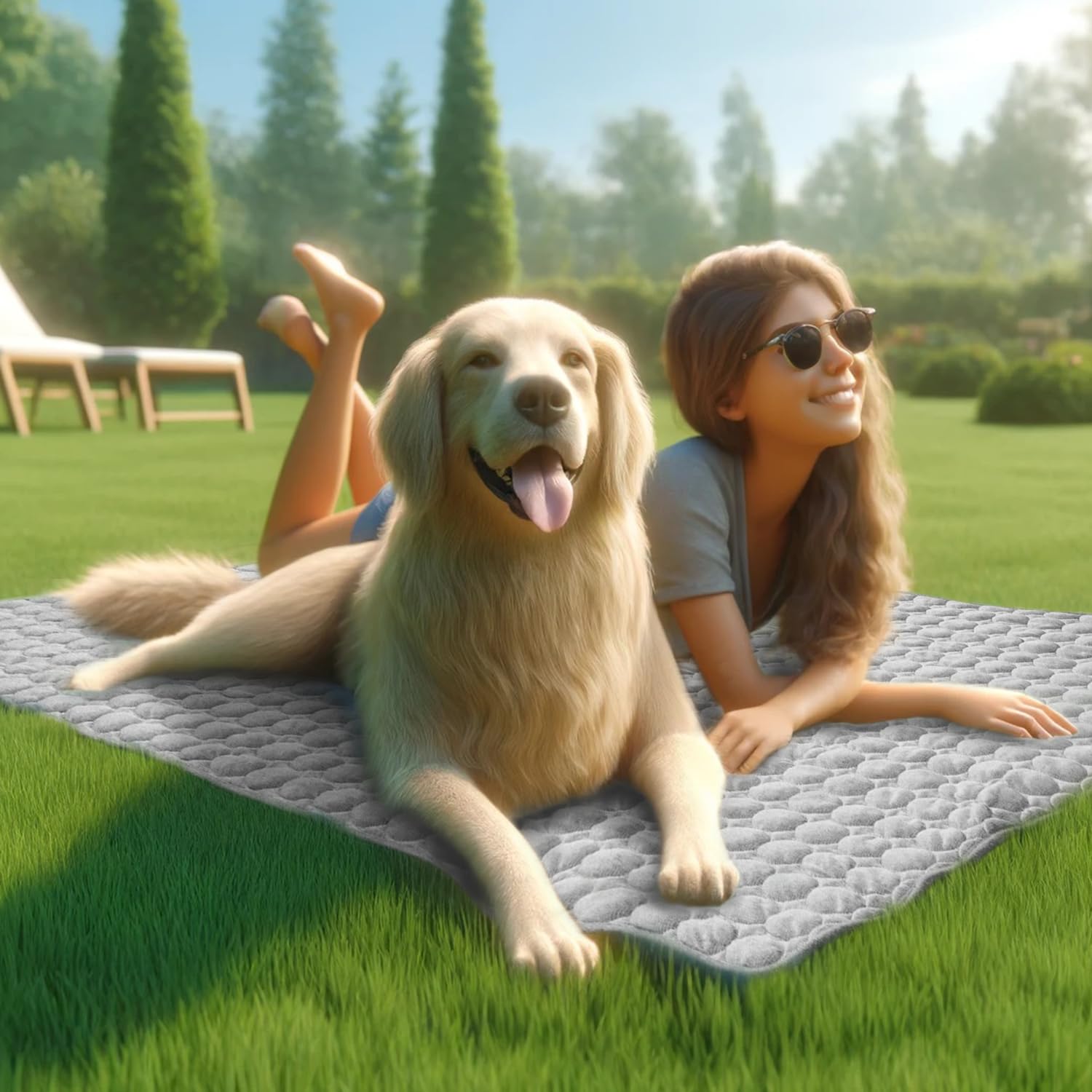NXDZI Dog Cooling Mat 40x28 Inches - Self-Cooling Fabric, Washable, Indoor/Outdoor Use for Medium Dogs