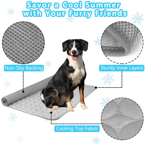 NXDZI Dog Cooling Mat 40x28 Inches - Self-Cooling Fabric, Washable, Indoor/Outdoor Use for Medium Dogs