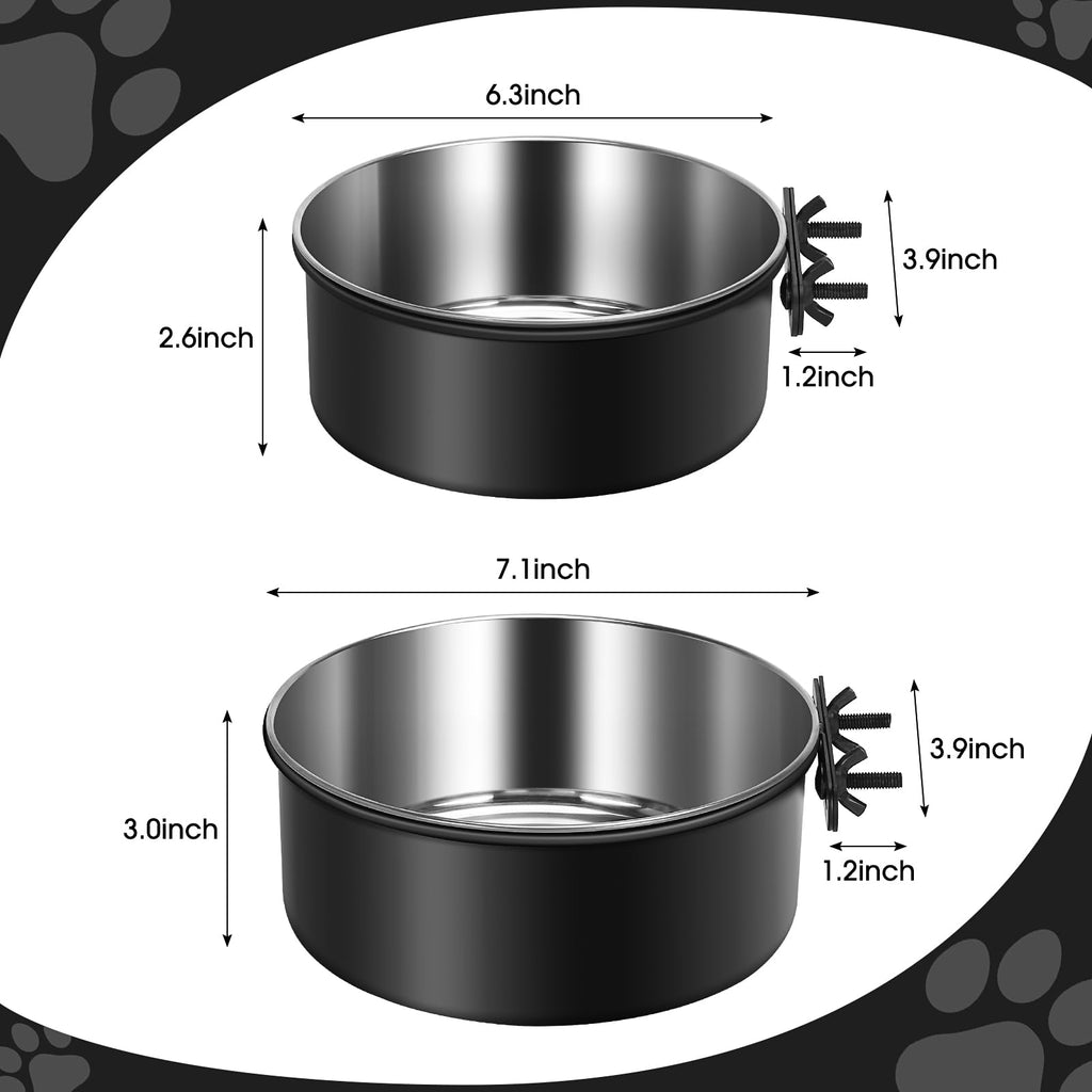 OFFKITSLY 2-Pack Hanging Dog Crate Bowls - Stainless Steel, Spill Proof, Adjustable Height for Kennels