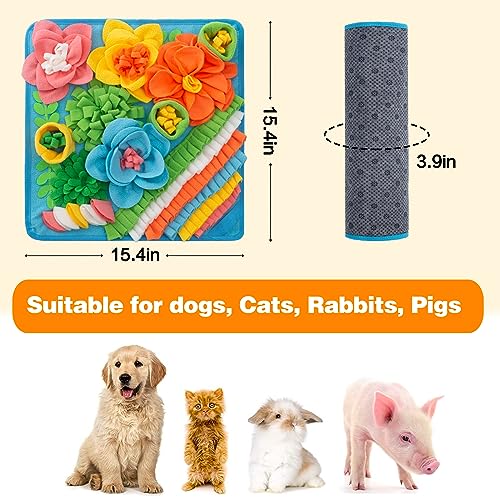 Oliumt Blue Snuffle Mat – Slow Feeding Leaf Mat for Dogs, Cats & Rabbits