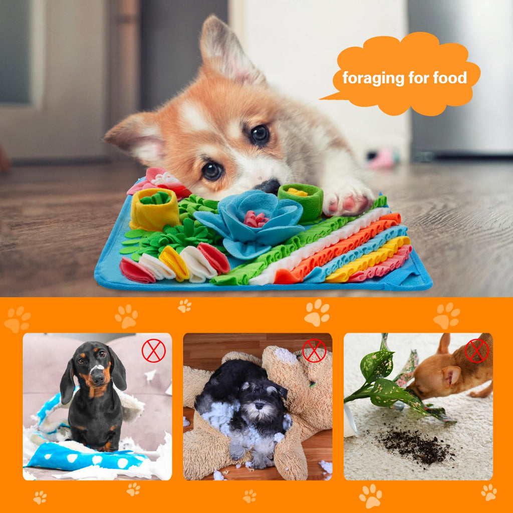 Oliumt Blue Snuffle Mat – Slow Feeding Leaf Mat for Dogs, Cats & Rabbits