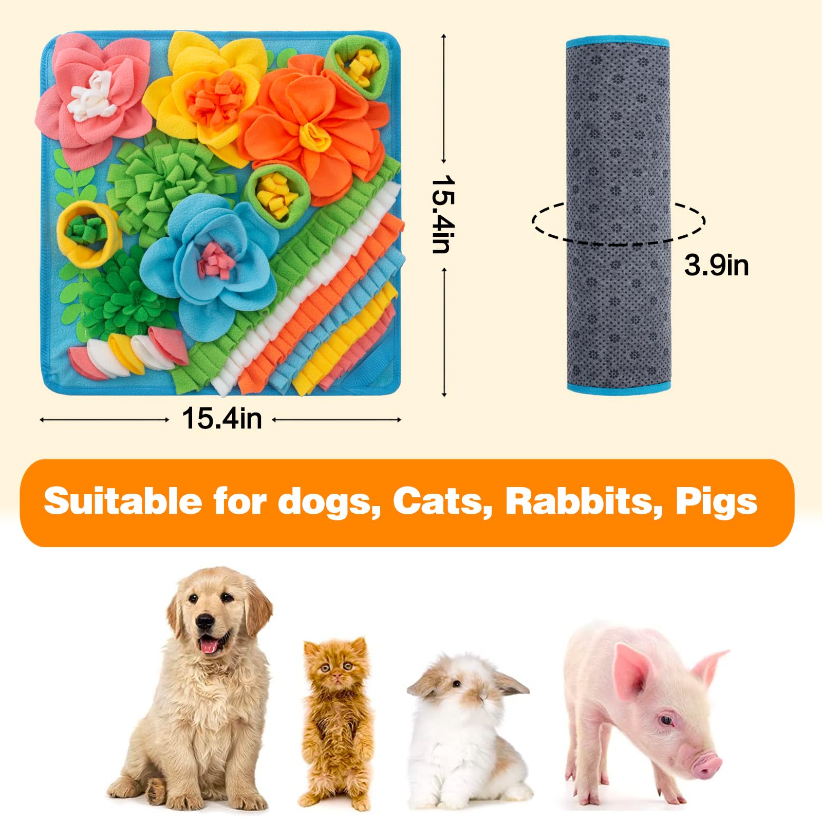 Oliumt Blue Snuffle Mat – Slow Feeding Leaf Mat for Dogs, Cats & Rabbits