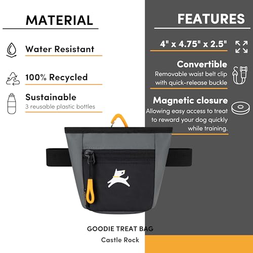 OllyDog Goodie Treat Bag – Magnetic Closure Dog Training Pouch with 3 Ways to Wear (Castle Rock)